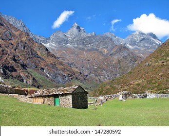 Small Stone House In Sagarmatha National Park, Himalayas, Nepal