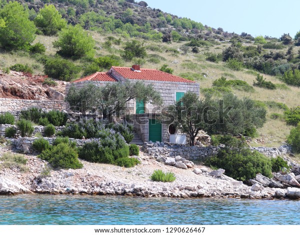 Small Stone Resort House On Rocky Parks Outdoor Holidays Stock