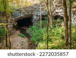 A small stream coming from inside a cave at Russell Cave National Monument