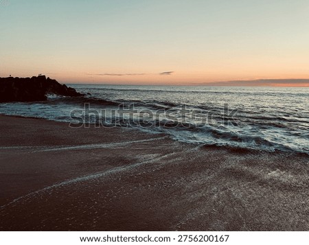 Small streams of water flowing back to the sea, carving tiny rivulets in the wet beach sand.