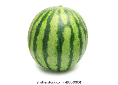 Small striped watermelon isolated on white background