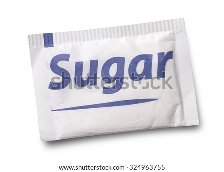 Small sugar packet isolated on white 