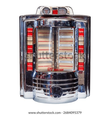 Small table dinner jukebox with empty labels isolated on a white background