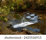 A small tiered waterfall on the Chagrin River in the South Chagrin Reservation near Cleveland, Ohio