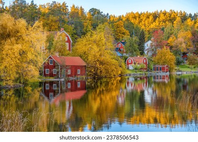 A small town called Björkfors in Sweden with beautiful autumn colors