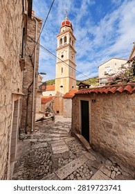 The small town of Pucisca on Brac Island in Dalmatia, Croatia, Europe .