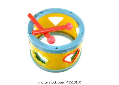 Small Toy Drum Isolated On A White Background