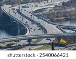 Small traffic in Barrandov bridge in March 2022.