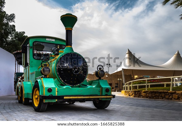The small
train is the entertainment means of transportation within the zoo
in Riyadh, Saudi Arabia  24 February
2020