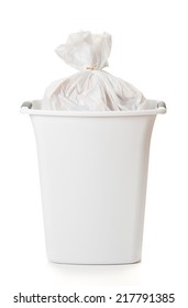 Small Trash Can With Tied Bag Inside