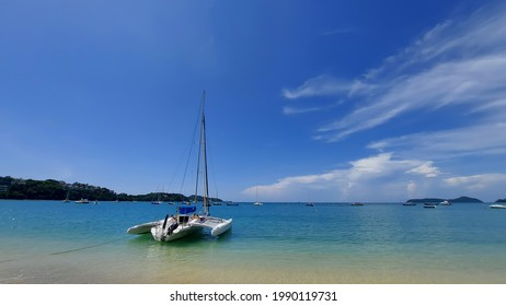 A Small Trimaran By The Sea