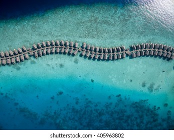 Small Tropical Island. View From Drone. Maldives,Indian Ocean