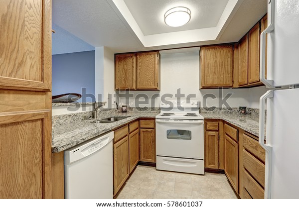Small U Shaped Kitchen Filled Wood Stock Photo Edit Now 578601037