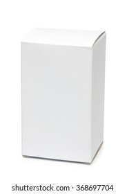 A Small Vertical White Paper Board Box On White Background