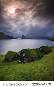 Bøur Is A Small Village On Vágar Island In The Mountainous Faroe Islands.