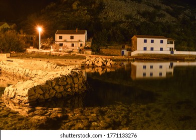 Small Village Prizna At Croatian Coast. Night Photography