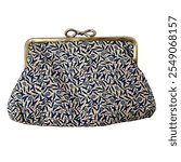 Small vintage purse with a floral pattern and bow shaped clasp.