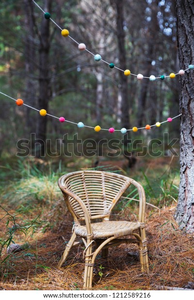 Small Vintage Wicker Childrens Chair Party Stock Photo Edit Now