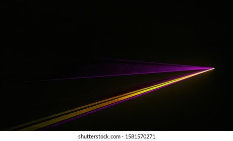 Small Violet And Yellow Laser Disc With Triangular Shape. Side View