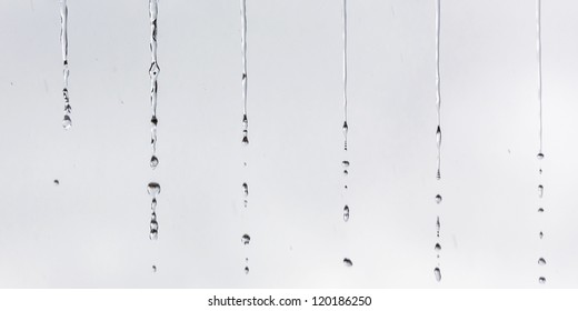 A small water drop falling from the roof in the rain - Venezuela