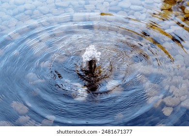 Small water fountain in a pool covered with small rocks - Powered by Shutterstock