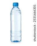 Small water plastic bottle isolated on white background