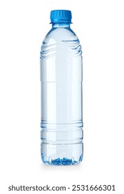 Small water plastic bottle isolated on white background