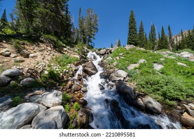 Small Waterfall Along The Lake Solitude Trail In Grand Teton National Park Wyoming