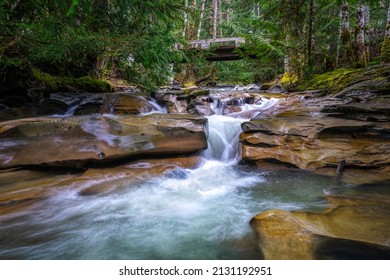 A Small Waterfall At The China Bowls In Cumberland, BC, Canada