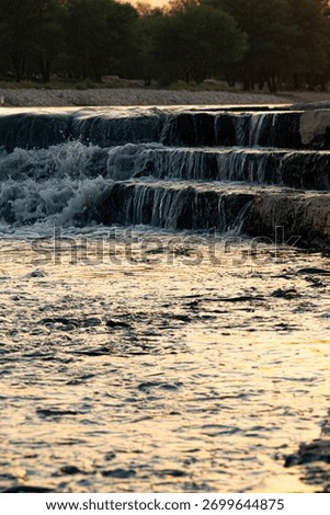 Small waterfall in Lakes Park Riyadh