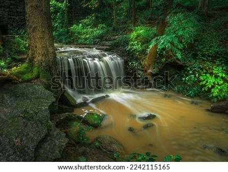 A small waterfall with long exposure in Cherokee Park, Louisville, Kentucky