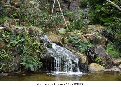 Small Waterfall At Morikami Museum And Japanese Gardens