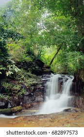 Small Waterfall In Northern Thailand,Waterfall In The Woods Not Yet Known In Pai.