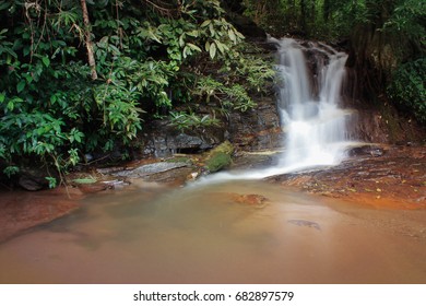 Small Waterfall In Northern Thailand,Waterfall In The Woods Not Yet Known In Pai.