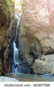 Small Waterfall In Northern Thailand,Waterfall In The Woods Not Yet Known In Pai.