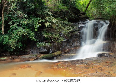 Small Waterfall In Northern Thailand,Waterfall In The Woods Not Yet Known In Pai.