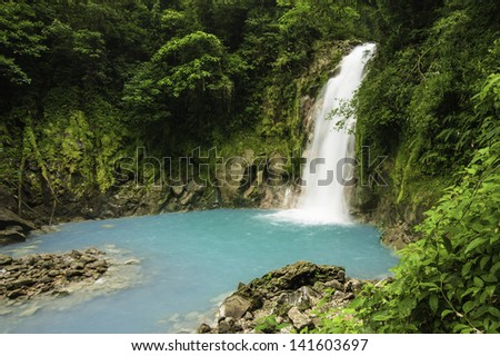 Small waterfall on the Rio Celeste in Costa Rica.