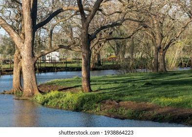 Small Waterway At The Edge Of A Texas Farm