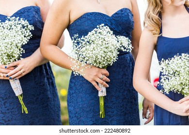 Small wedding ceremony in white and blue theme.