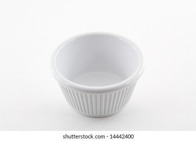 Small White Empty Condiment Bowl On White Background