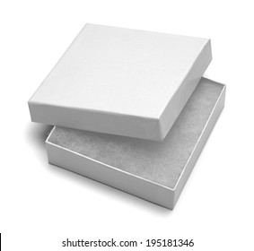 Small White Jewlery Box With Stuffing Isolated On White Background.