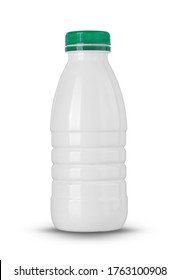 Small White Kefir Bottle Isolated On White Background