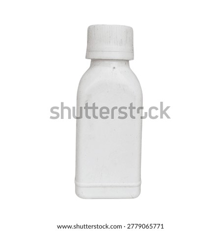 Small white plastic bottle container on white background