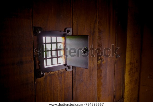 Small Window Old Wooden Door Sun Stock Photo Edit Now 784595557