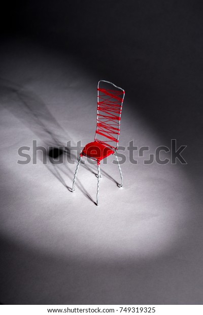 Small Wire Chair Red Thread Shadow Stock Photo Edit Now 749319325