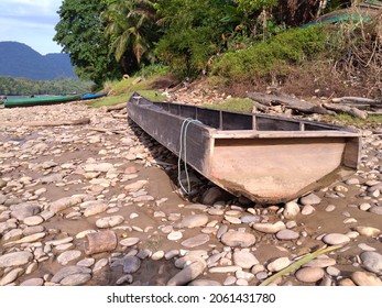 Small Wooden Boat. Wooden Frame Structure Finished And Painting. Is A Source Of Economic Growth