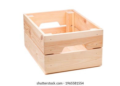 Small Wooden Crate Isolated On White Background