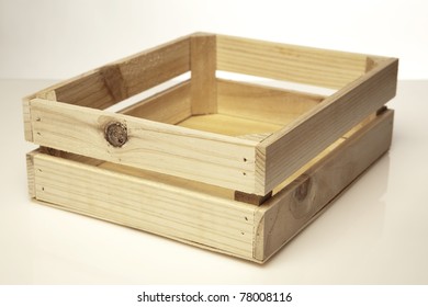 Small Wooden Model Crate On White Background