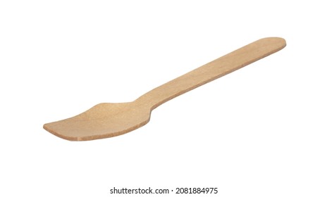 small wooden spoon isolated on white background. - Shutterstock ID 2081884975