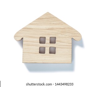 Small Wooden Toy Wood House Symbol Isolated On White